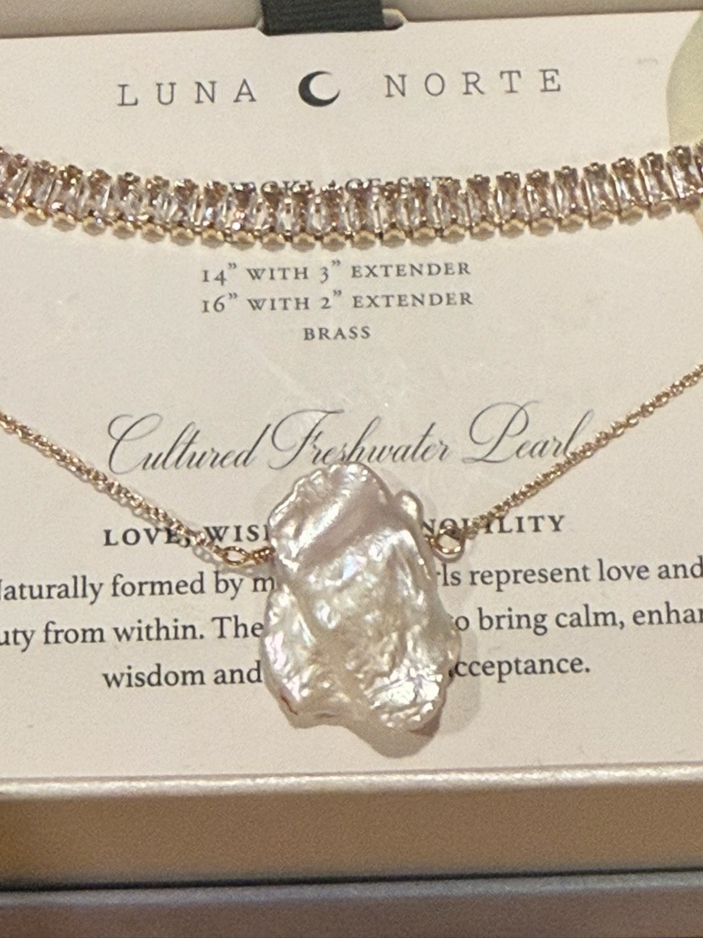 Luna Norte Gold Cultured Freshwater Pearl Baguette Tennis Layered Necklace Set - Picture 4 of 8